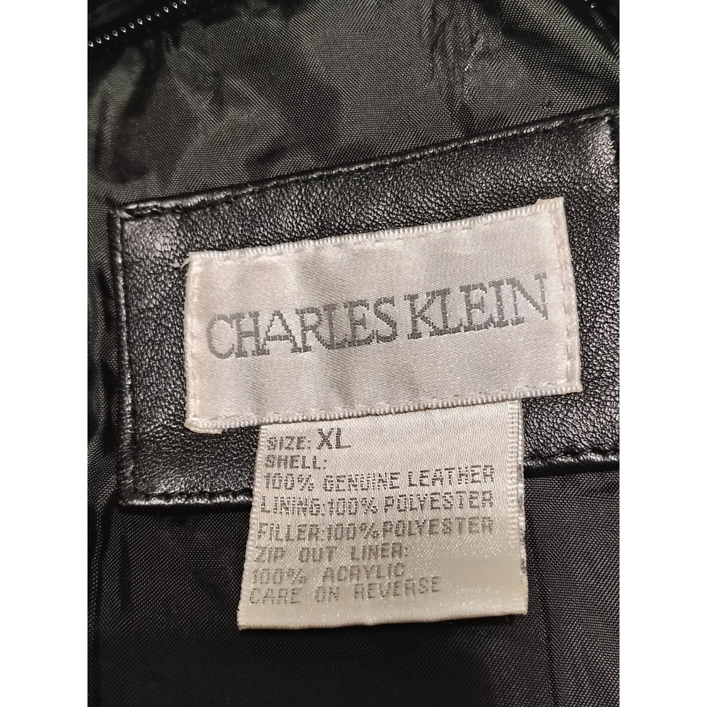 Charles Klein Genuine Leather Jacket & Leather Hood Sz XL + Removable liner Sz M - Picture 8 of 11